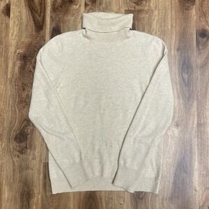Orvis Sweater Womens S Beige Oatmeal 100% Cashmere Turtleneck Pullover Casual